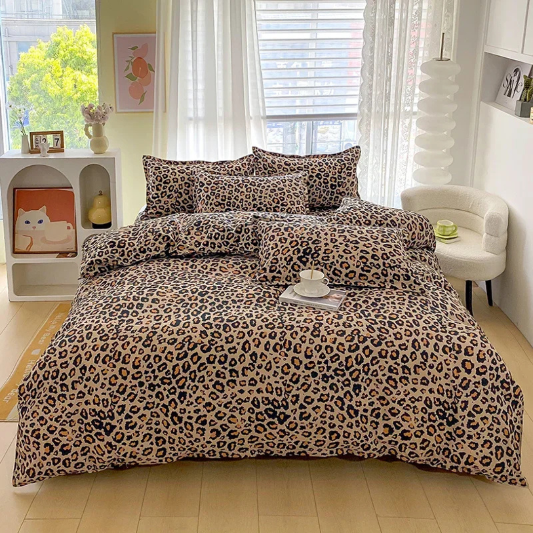 Leopard Print Duvet Cover — Bold Patterned Bedding — Detail