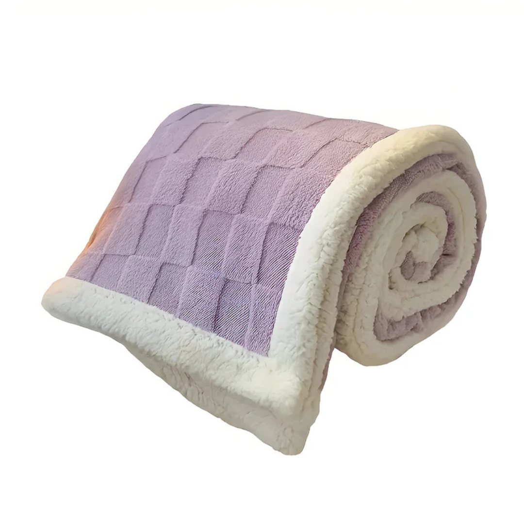 Sherpa-Backed Fleece Throw Blanket — Quilted Two-Tone Comfort — Lifestyle 8