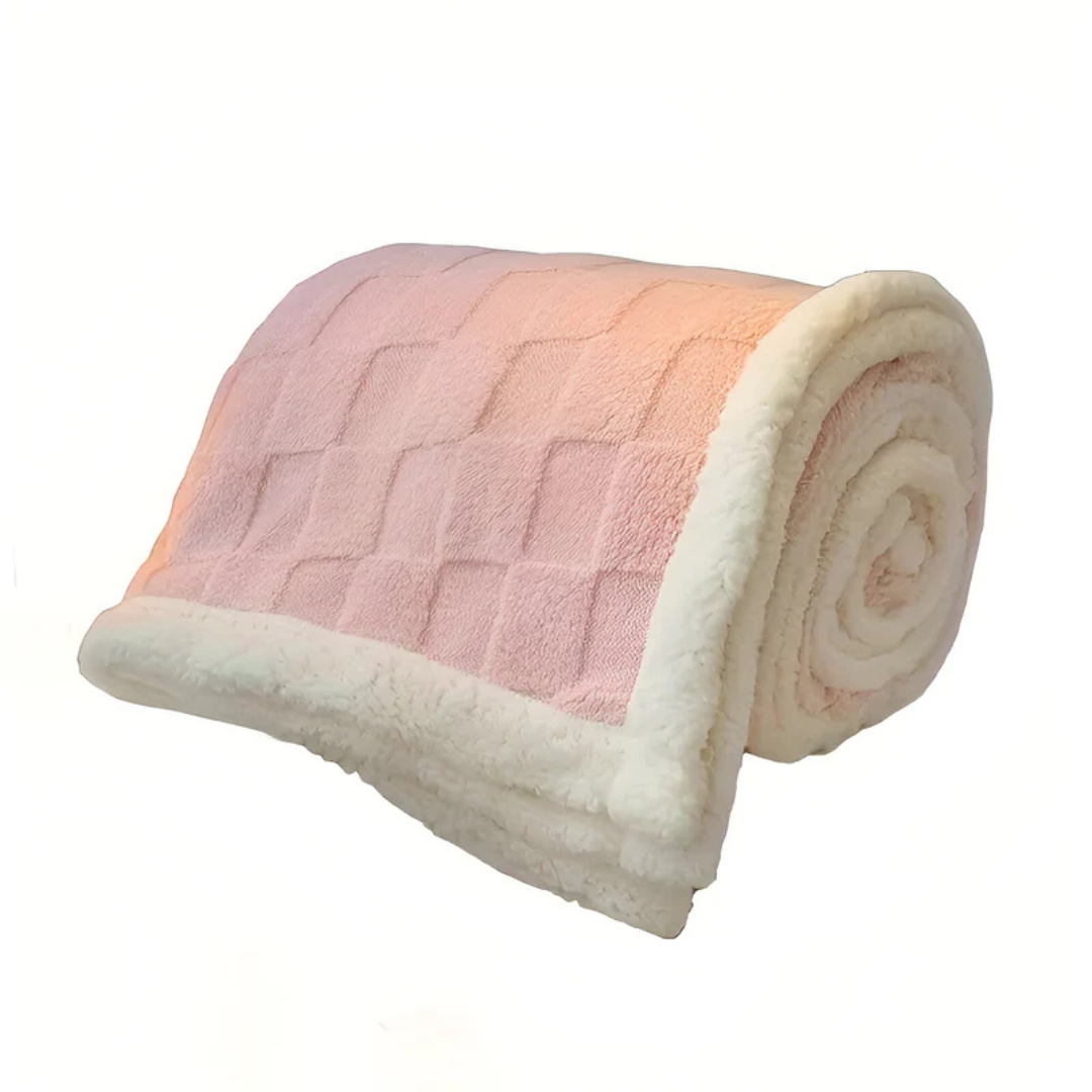Sherpa-Backed Fleece Throw Blanket — Quilted Two-Tone Comfort — Lifestyle 5