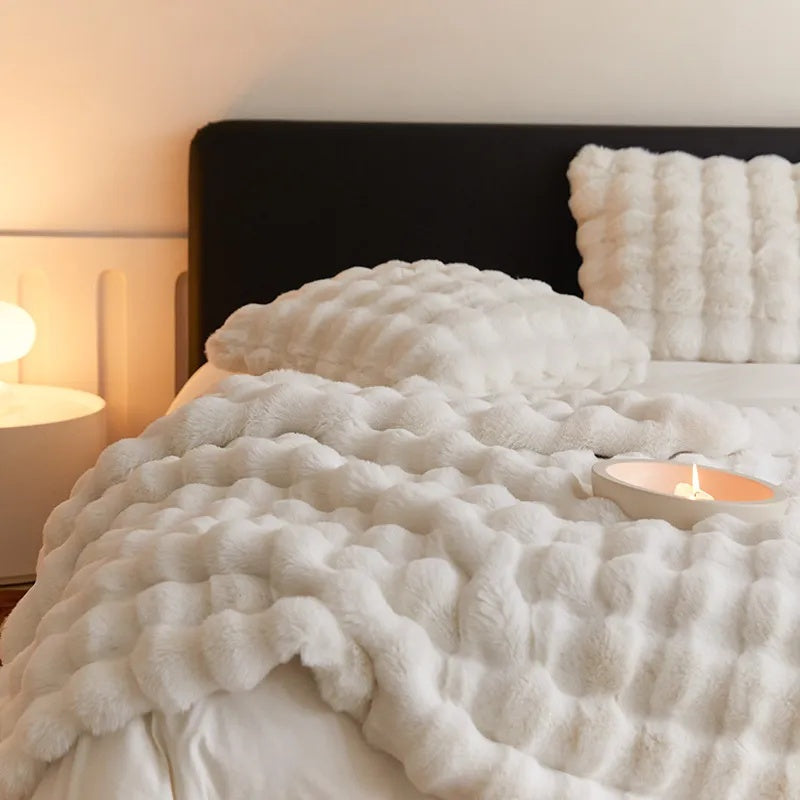 Rabbit Faux Fur Throw Blanket — Ultra-Plush, Cruelty-Free Warmth — Lifestyle 13