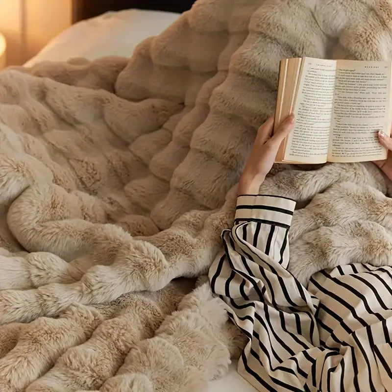 Rabbit Faux Fur Throw Blanket — Ultra-Plush, Cruelty-Free Warmth — Lifestyle 15