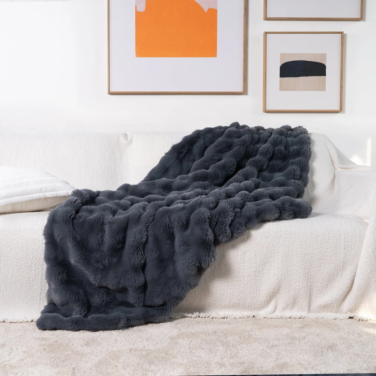 Rabbit Faux Fur Throw Blanket — Ultra-Plush, Cruelty-Free Warmth — Lifestyle 1