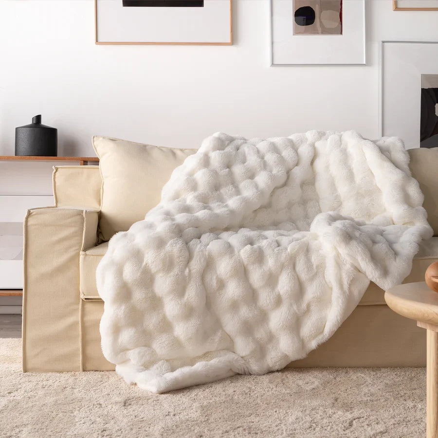 Rabbit Faux Fur Throw Blanket — Ultra-Plush, Cruelty-Free Warmth — Lifestyle 3