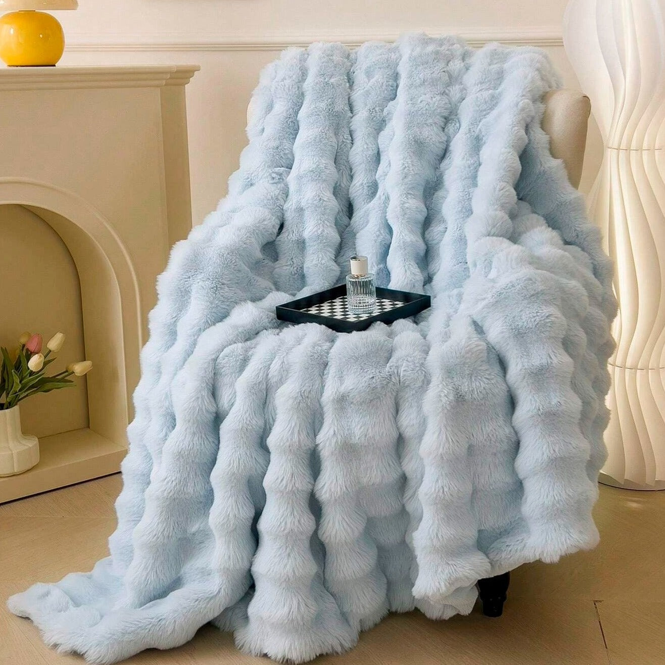 Rabbit Faux Fur Throw Blanket — Ultra-Plush, Cruelty-Free Warmth — Lifestyle 4