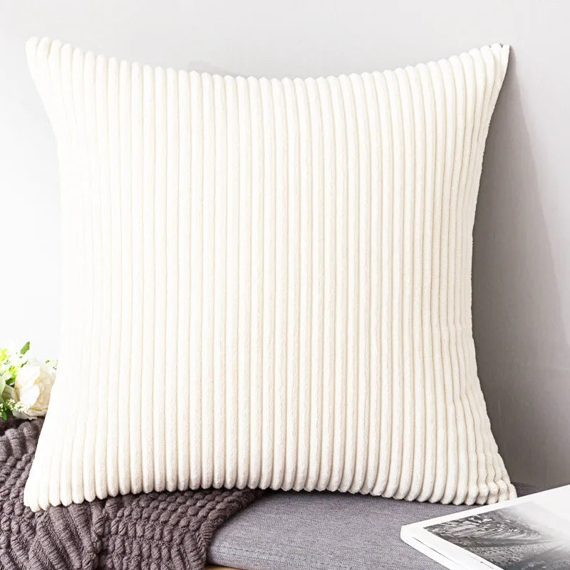 Wide-Wale Corduroy Cushion Cover — Ribbed Striped Texture — Lifestyle 5