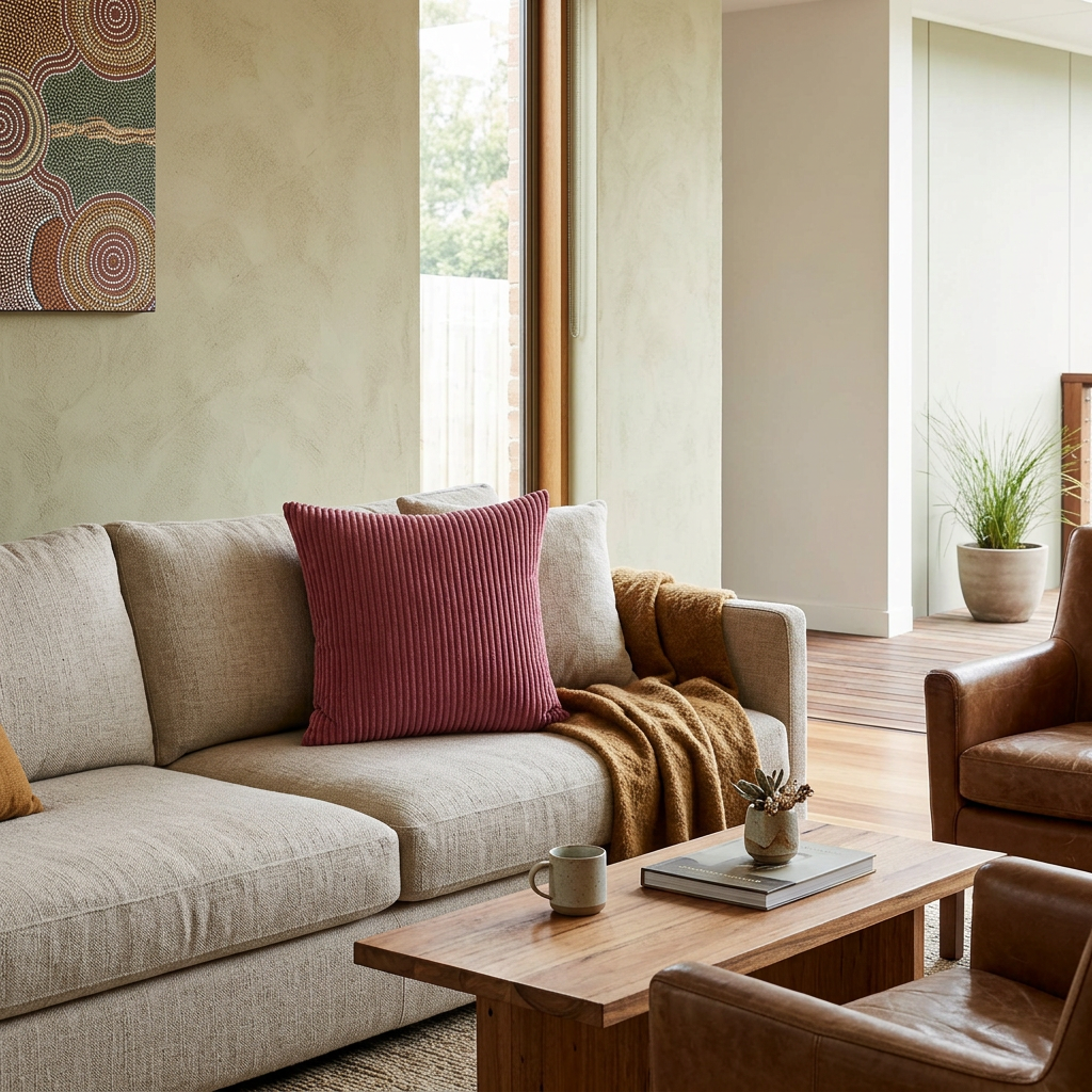 Wide-Wale Corduroy Cushion Cover — Ribbed Striped Texture — Detail
