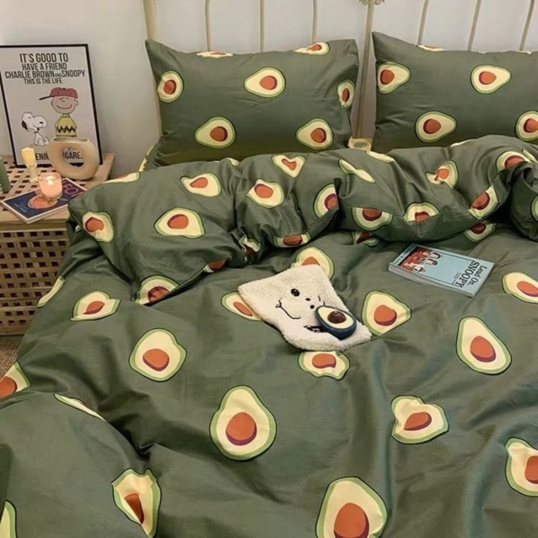 Avocado Print Quilt Cover — Cotton-Blend Botanical Bedding — Detail