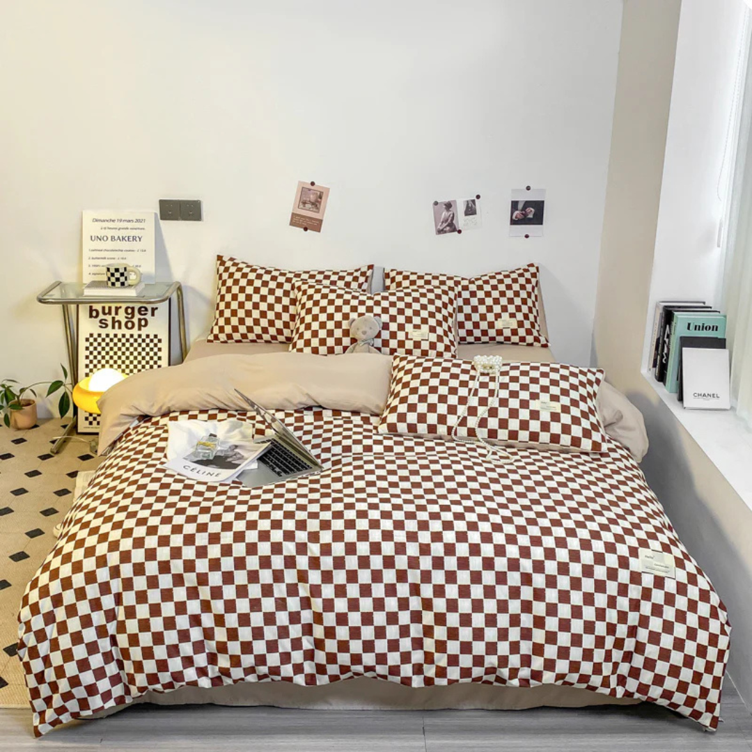 Checkerboard Quilt Cover — Cotton-Blend Geometric Bedding — Lifestyle 3