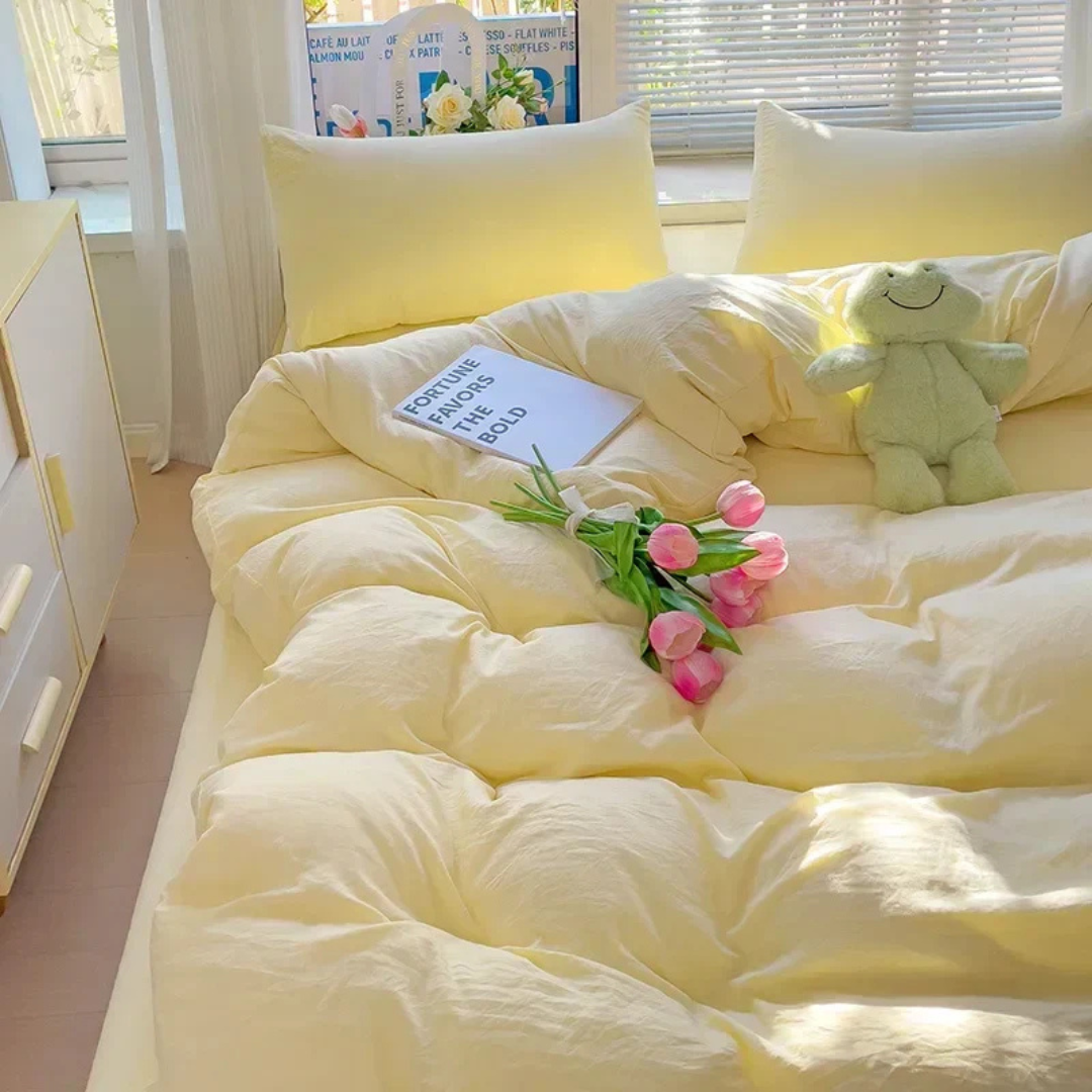 Solid Cotton-Blend Quilt Cover — Modern Neutral Bedding — Lifestyle 3