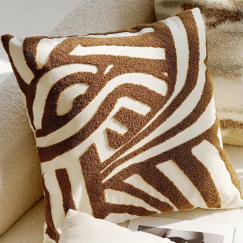 Geometric Tufted Cushion Cover — Scandi Accent Cover — Front view