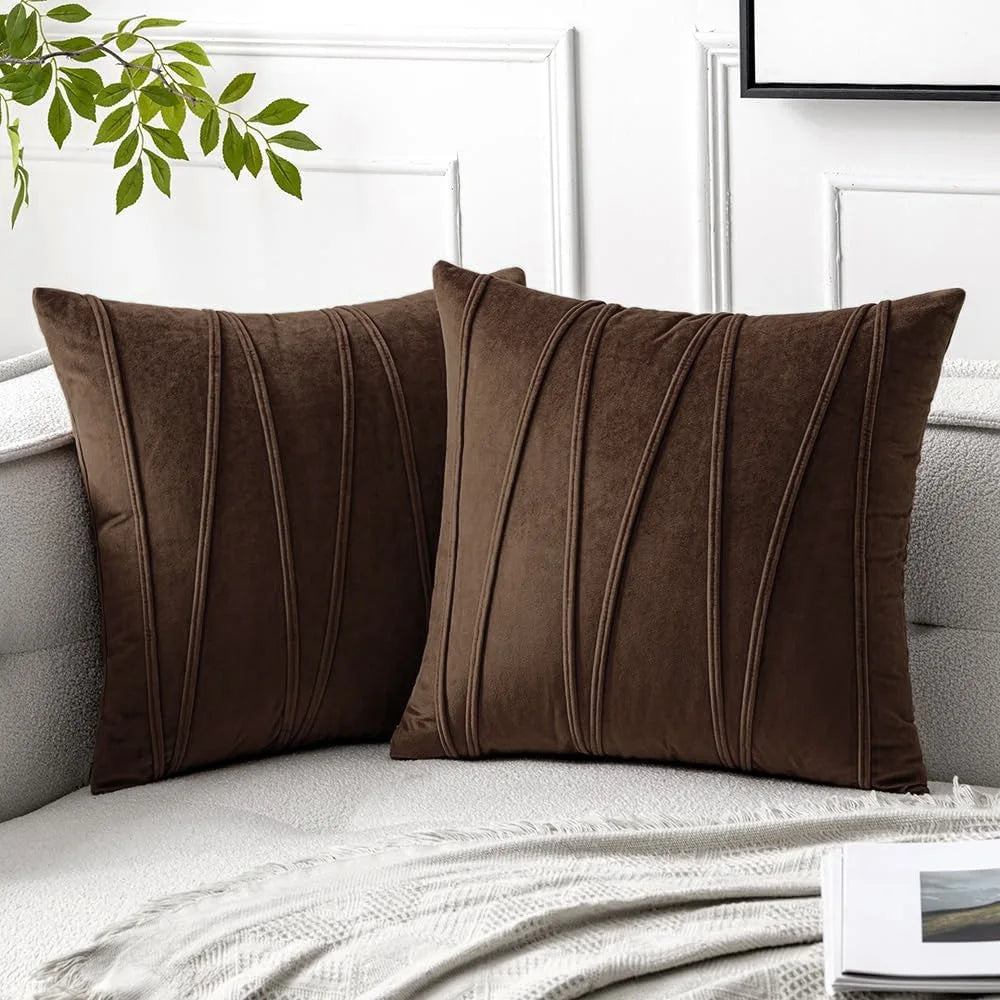 Wavy Line Cushion Cover — Geometric Velvet Scandi Accent — Lifestyle 1