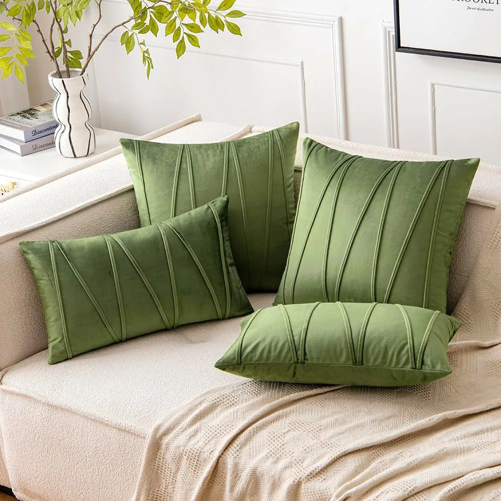 Wavy Line Cushion Cover — Geometric Velvet Scandi Accent — Lifestyle 4