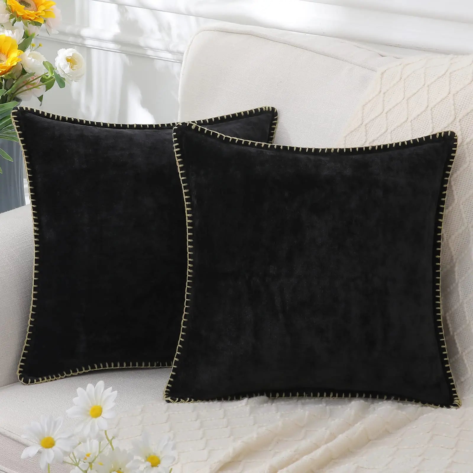 Textured Chenille Cushion Cover — Scandi Square Accent — Lifestyle 3