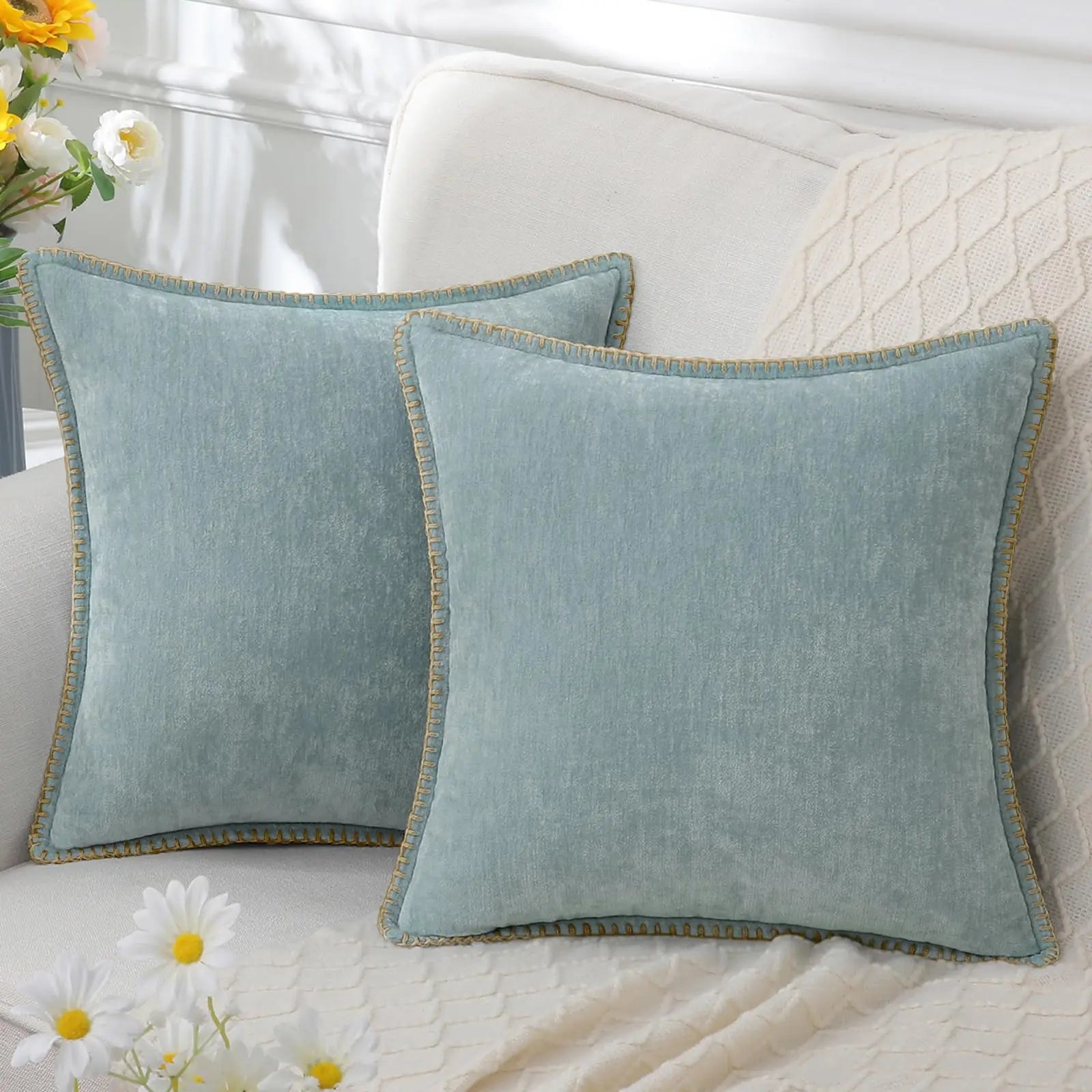 Textured Chenille Cushion Cover — Scandi Square Accent — Lifestyle 5