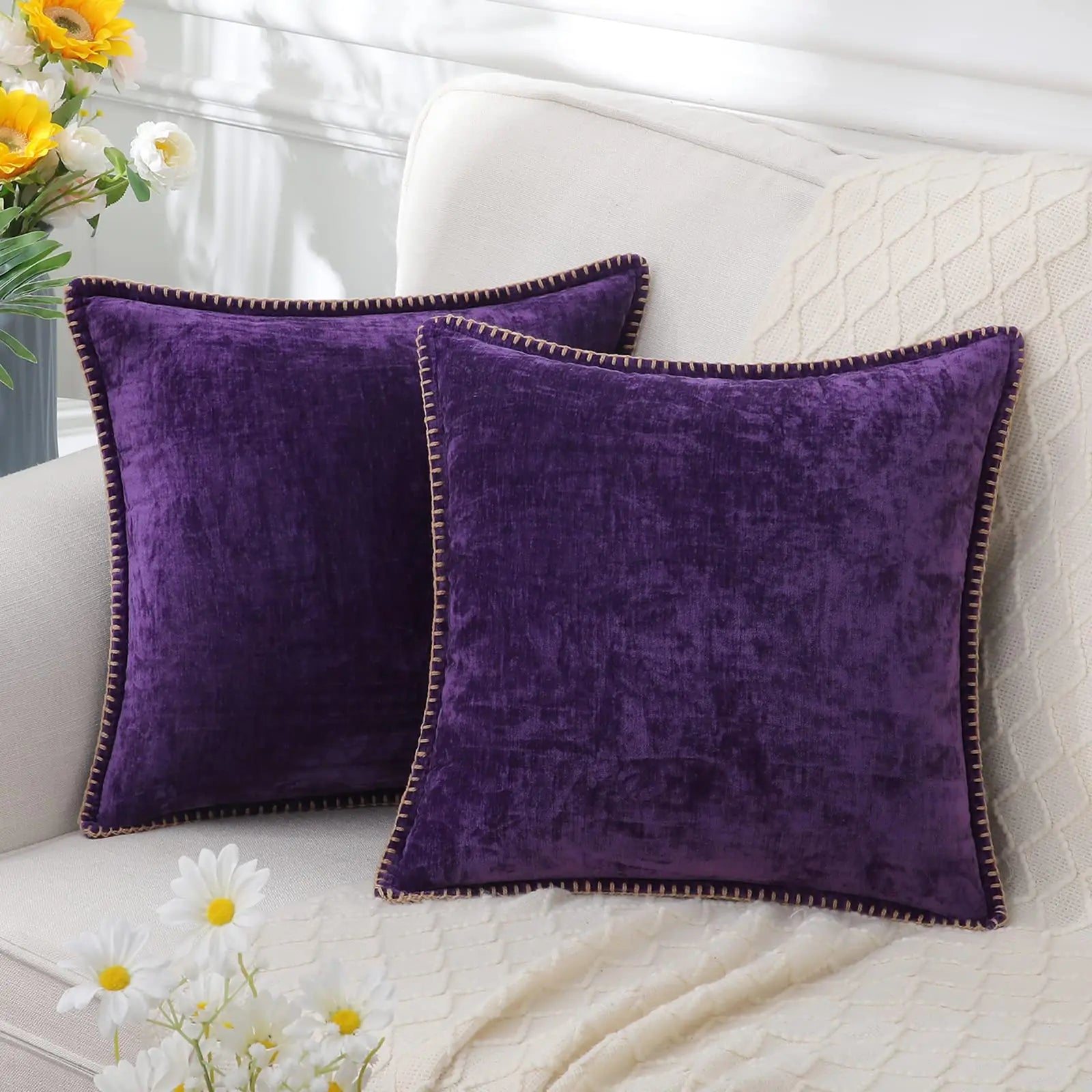 Textured Chenille Cushion Cover — Scandi Square Accent — Lifestyle 7