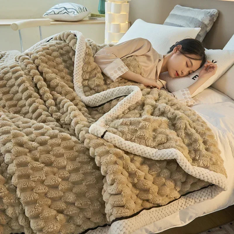 Soft Flannel Autumn Blanket — Bubble-Textured Warmth — Lifestyle 5