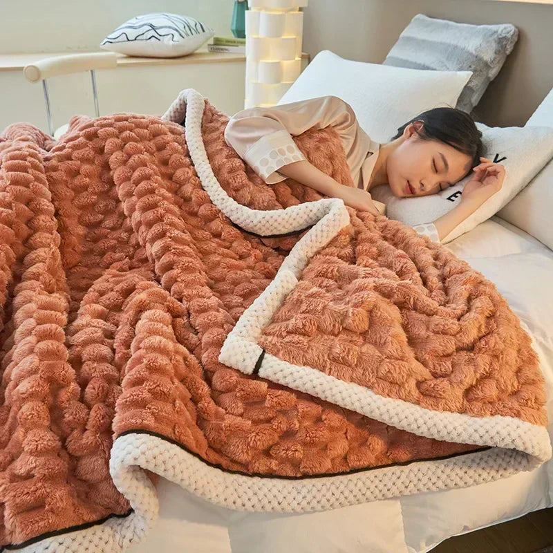 Soft Flannel Autumn Blanket — Bubble-Textured Warmth — Lifestyle 6