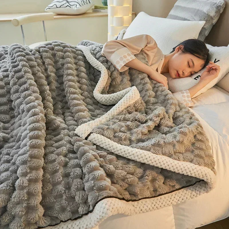 Soft Flannel Autumn Blanket — Bubble-Textured Warmth — Lifestyle 7