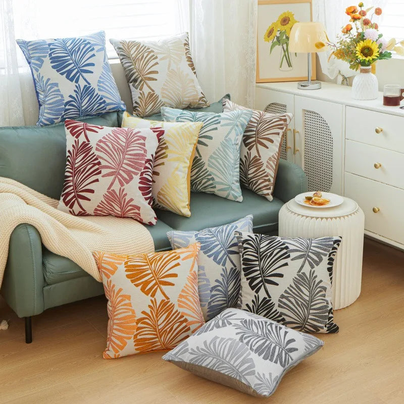 Tropical Palm Cushion Cover — Botanical Linen Accent — Lifestyle 5