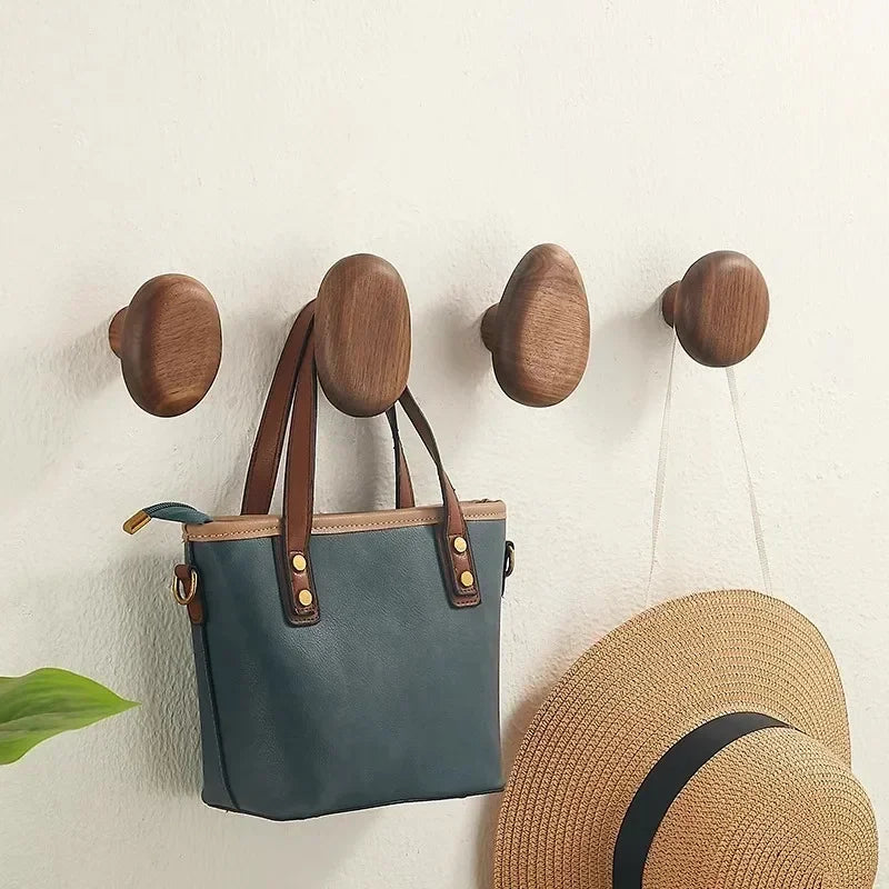 Wooden Pebble Wall Hooks — Organic Decorative Pegs — Lifestyle 3