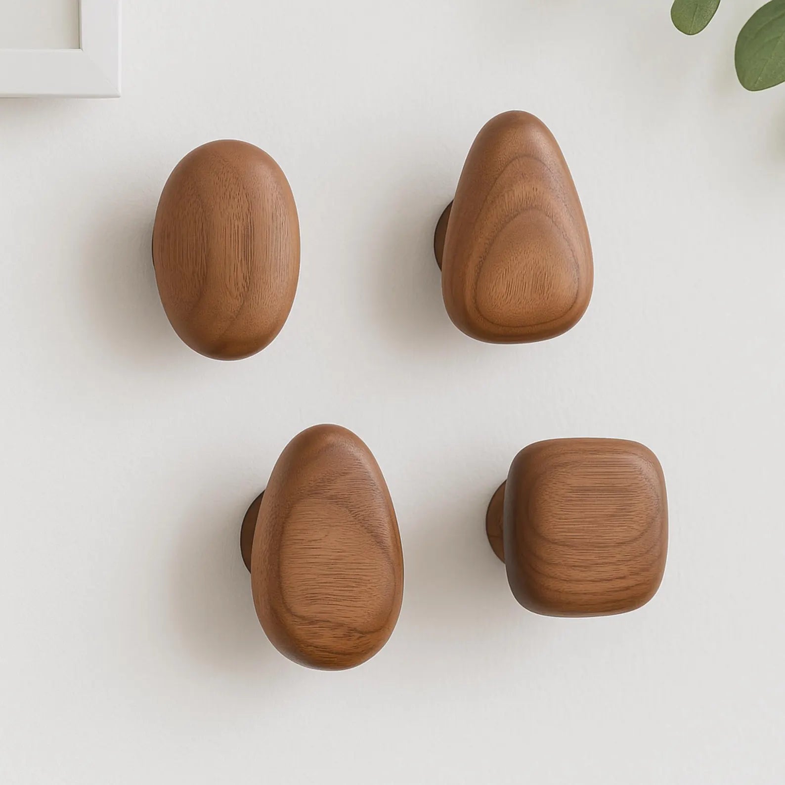 Wooden Pebble Wall Hooks — Organic Decorative Pegs — Lifestyle 5