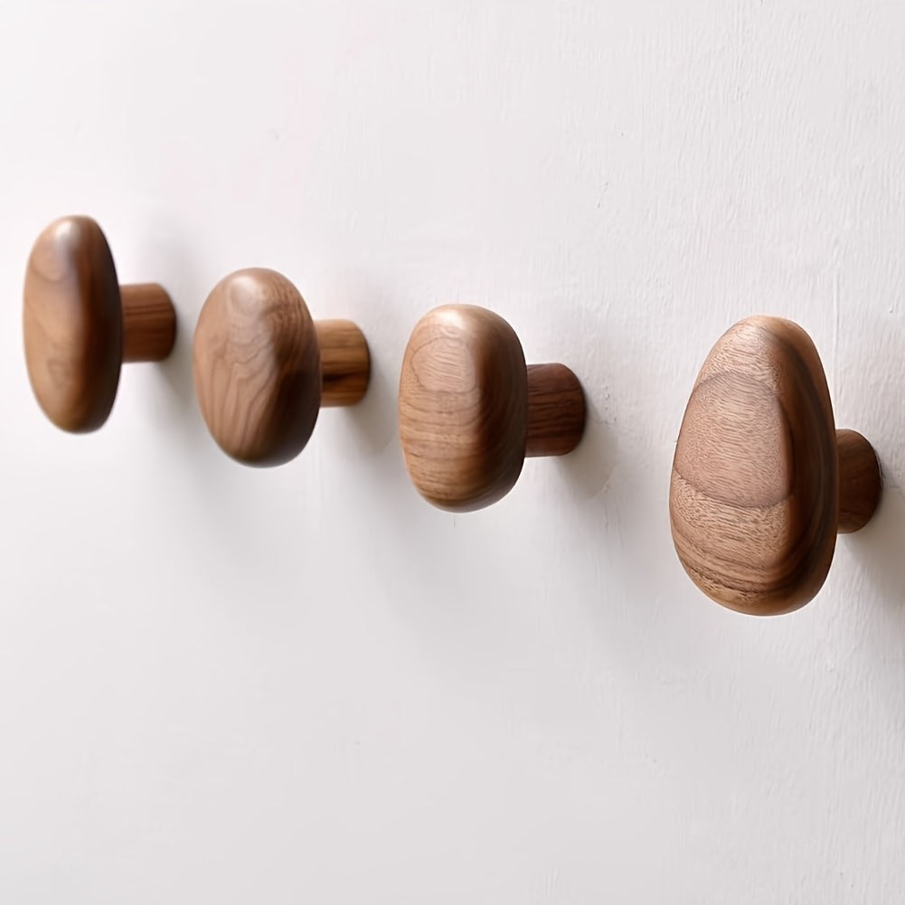 Wooden Pebble Wall Hooks — Organic Decorative Pegs — Lifestyle 6