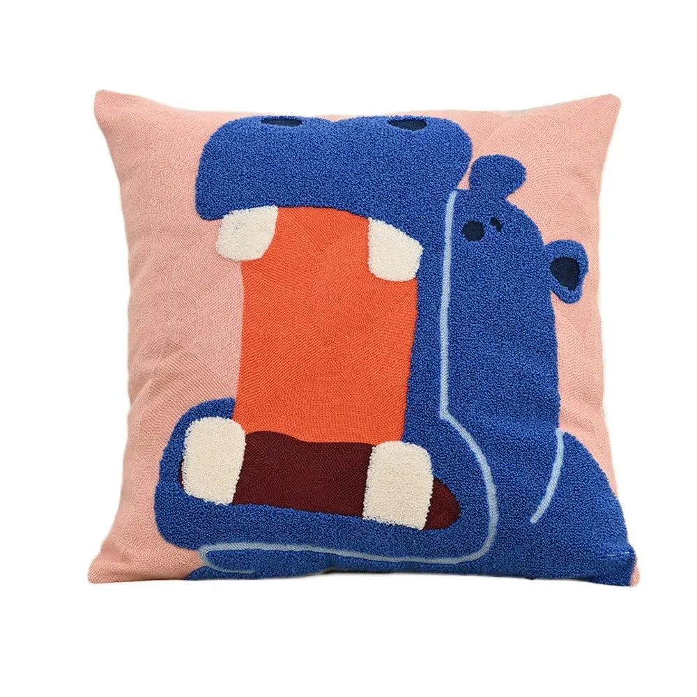 Nordic Animal Cushion Cover — Embroidered Cotton-Blend Accent — Lifestyle 8