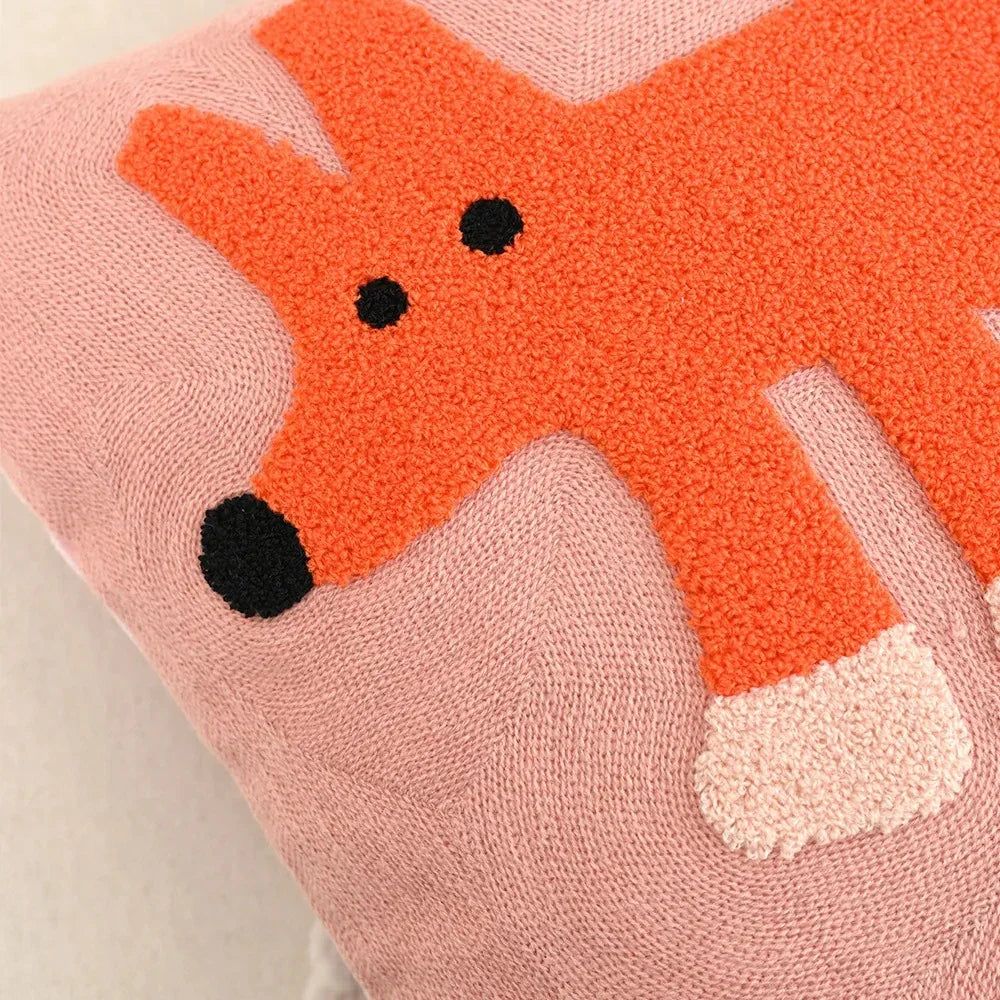 Nordic Animal Cushion Cover — Embroidered Cotton-Blend Accent — Lifestyle 4