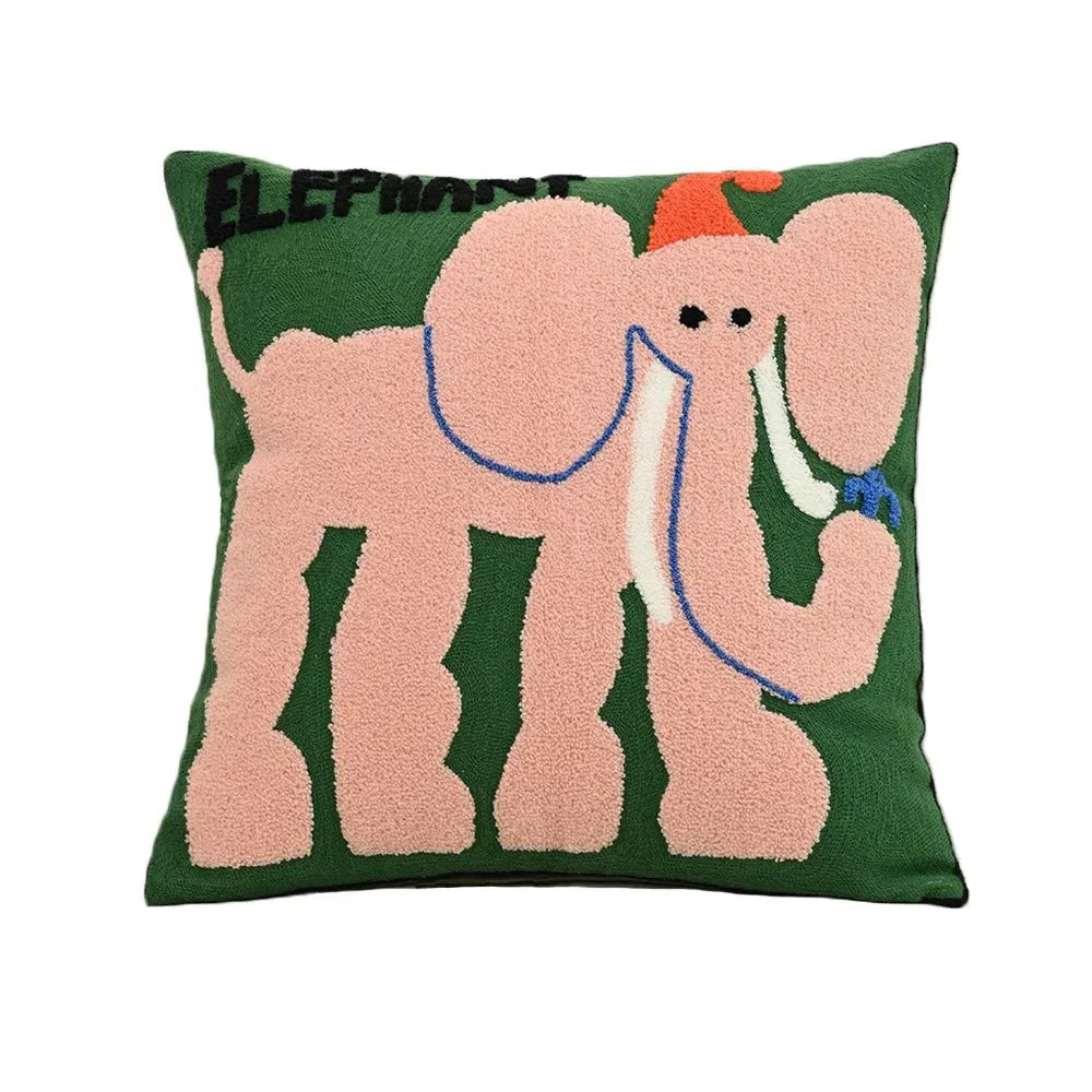 Nordic Animal Cushion Cover — Embroidered Cotton-Blend Accent — Lifestyle 6