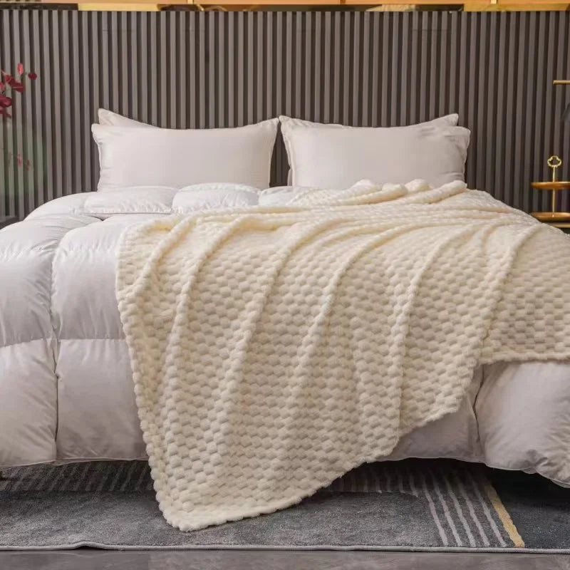 Fluffy Waffle-Check Throw Blanket — Plush Sofa Warmth — Lifestyle 5