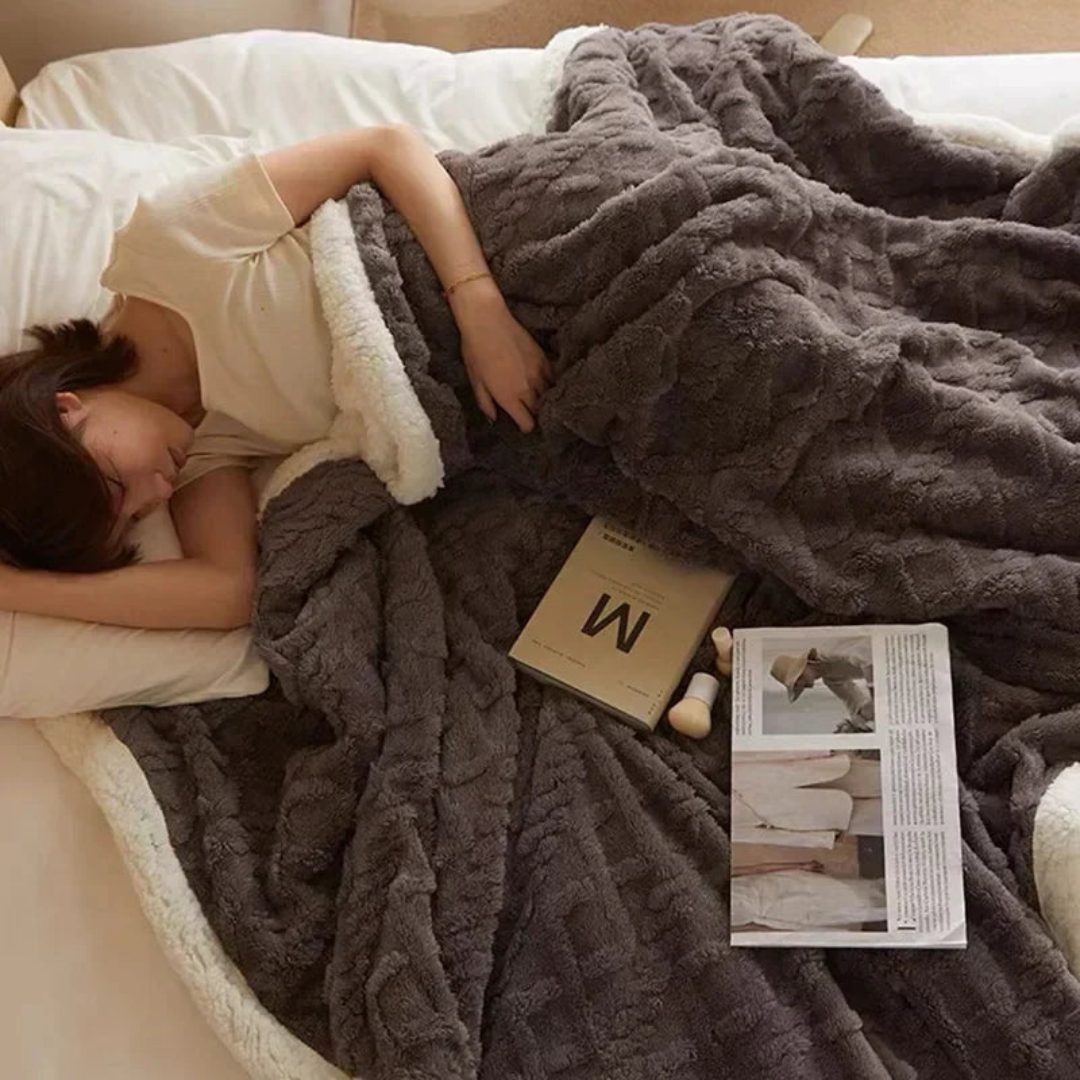 Thick Warm Reversible Fleece Blanket — Plush Nordic Comfort — Lifestyle 9