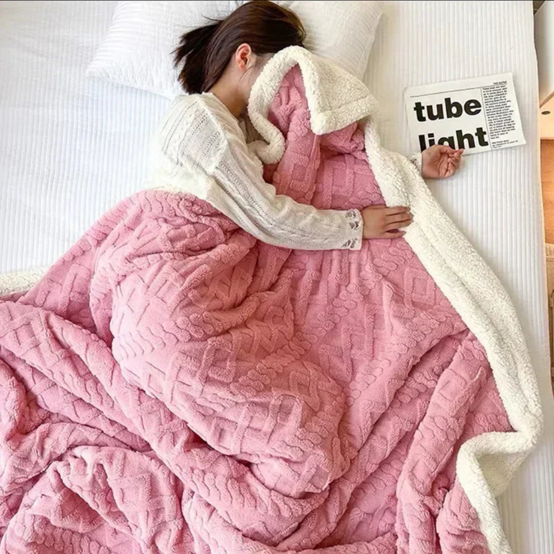 Thick Warm Reversible Fleece Blanket — Plush Nordic Comfort — Lifestyle 2
