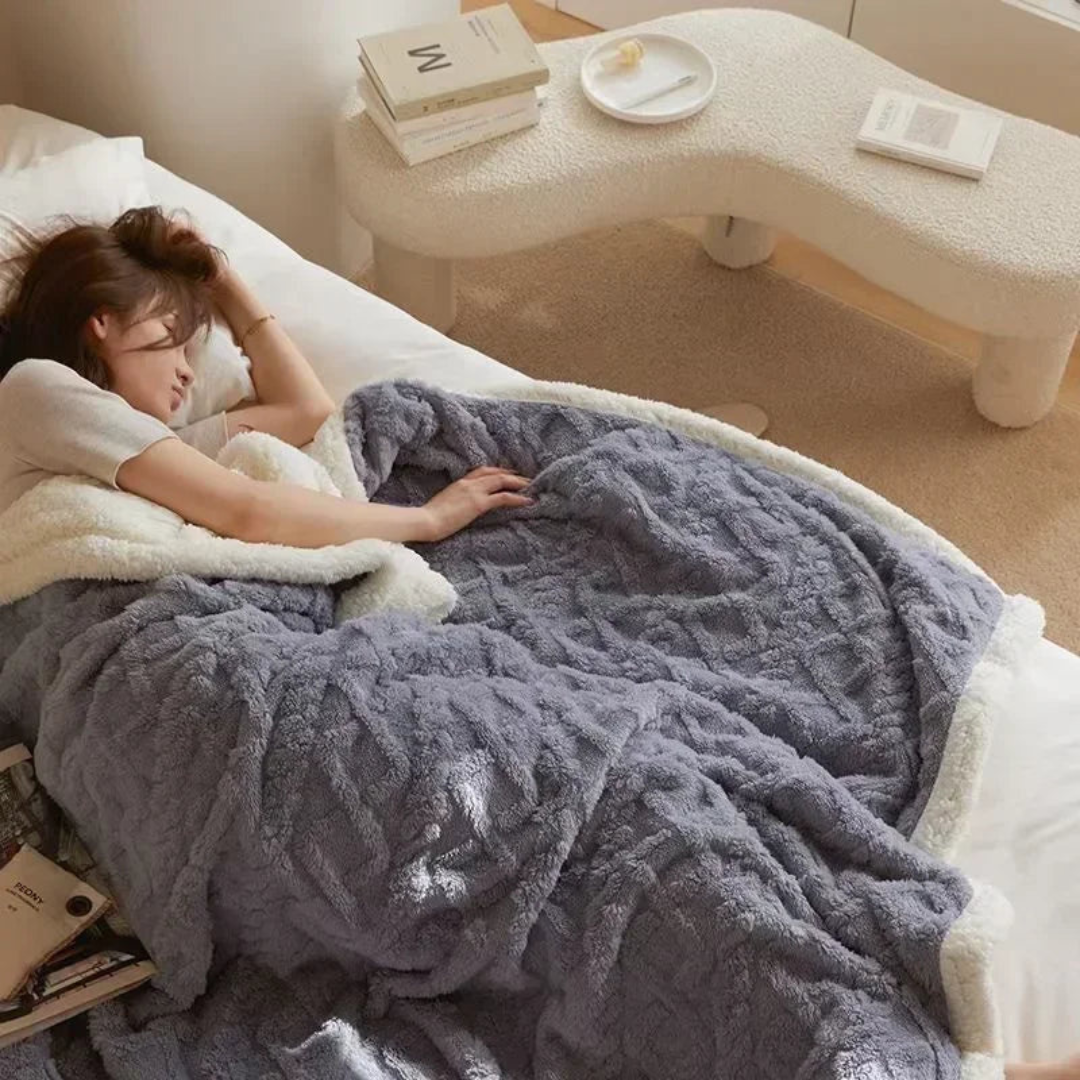 Thick Warm Reversible Fleece Blanket — Plush Nordic Comfort — Lifestyle 7