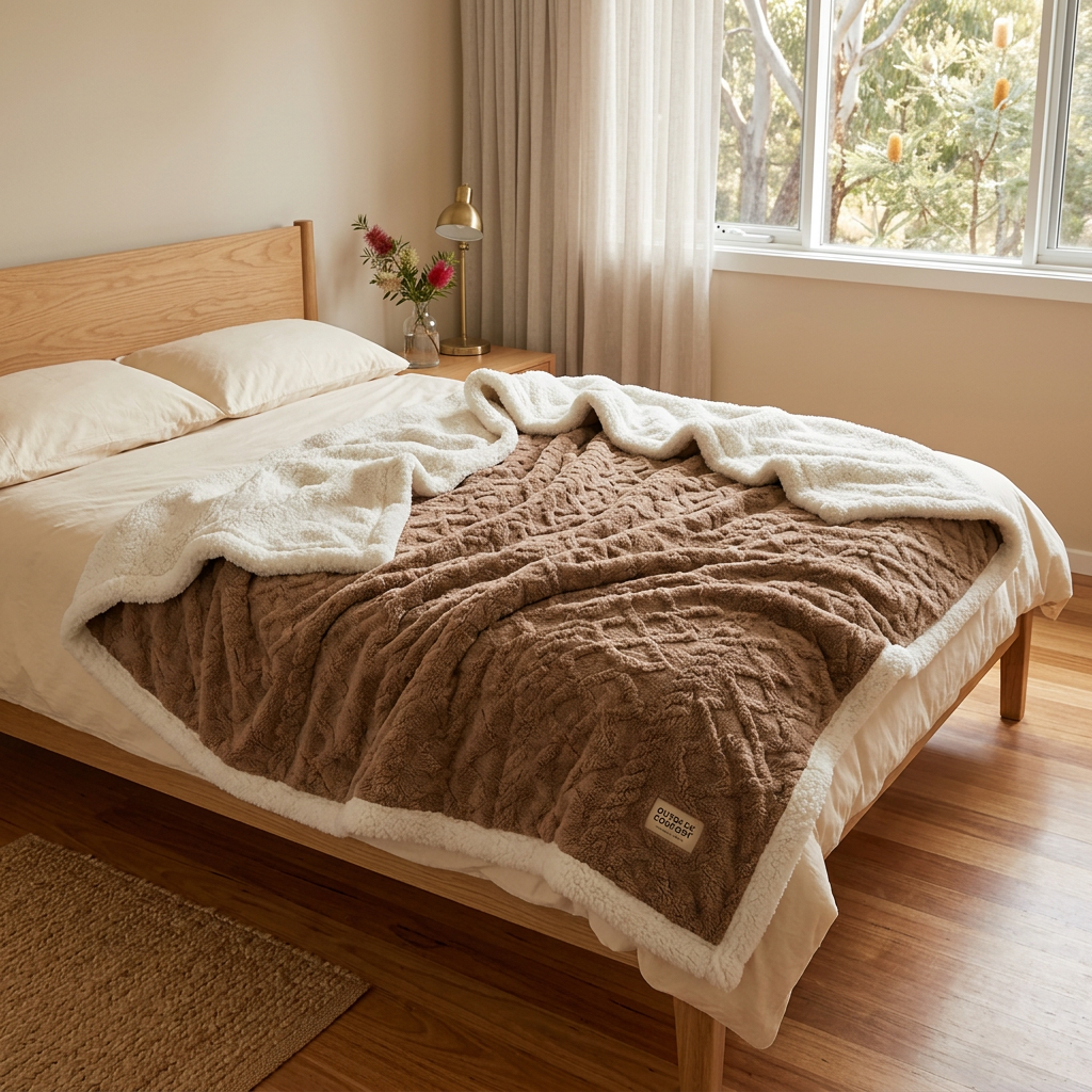 Thick Warm Reversible Fleece Blanket — Plush Nordic Comfort — Detail