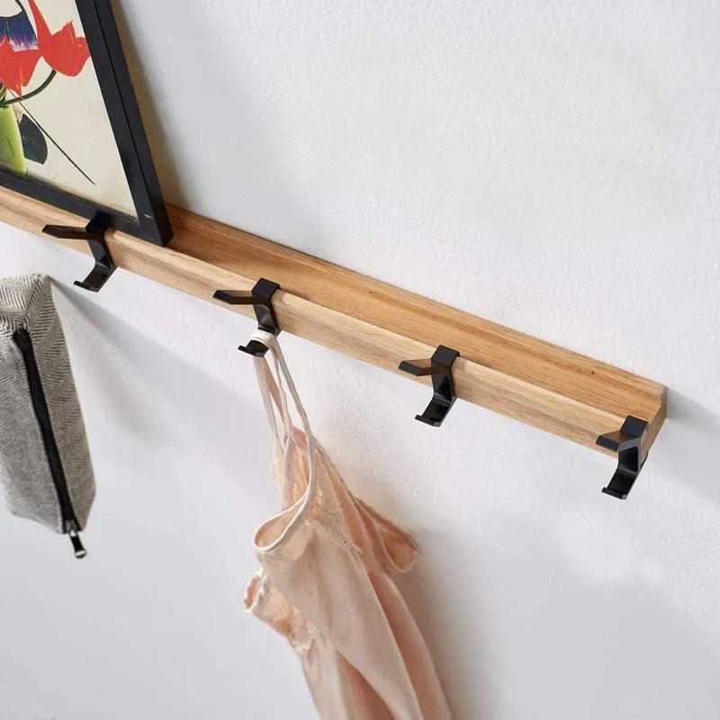 Adjustable Timber Hook Rack — Scandi Wall Organiser — Detail