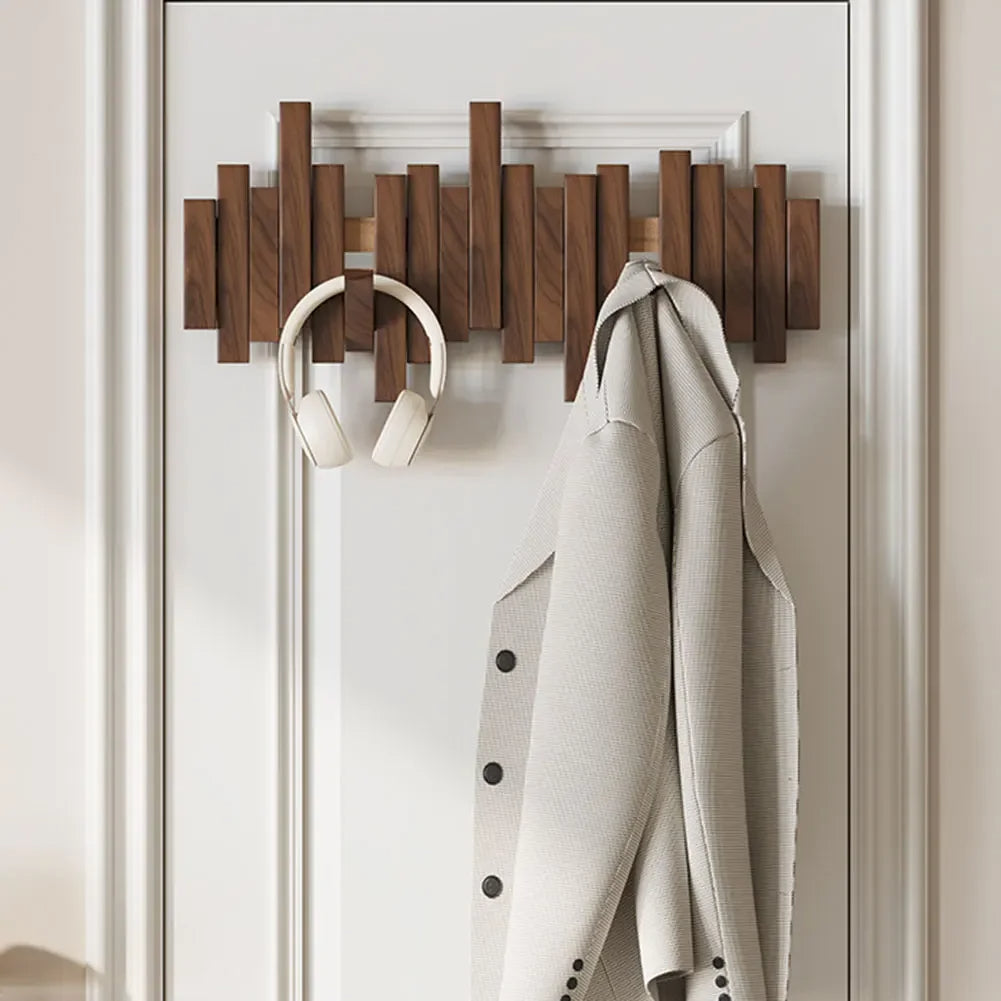 Wooden Wall-Mounted Coat Rack — Timber Hook Rail — Lifestyle 5