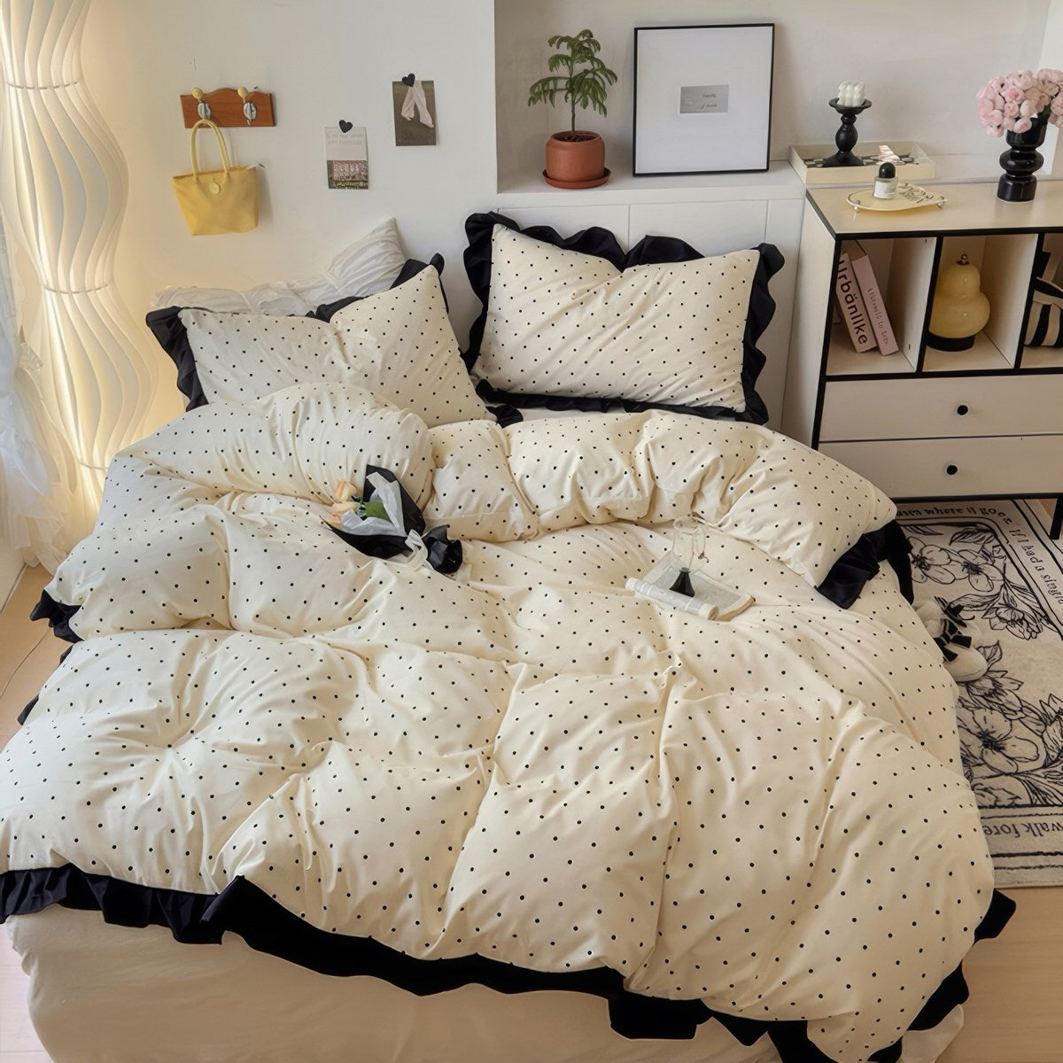 French Polka Dot Bedding Set — Soft-Touch Cotton Duvet & Pillowcases — Lifestyle 3