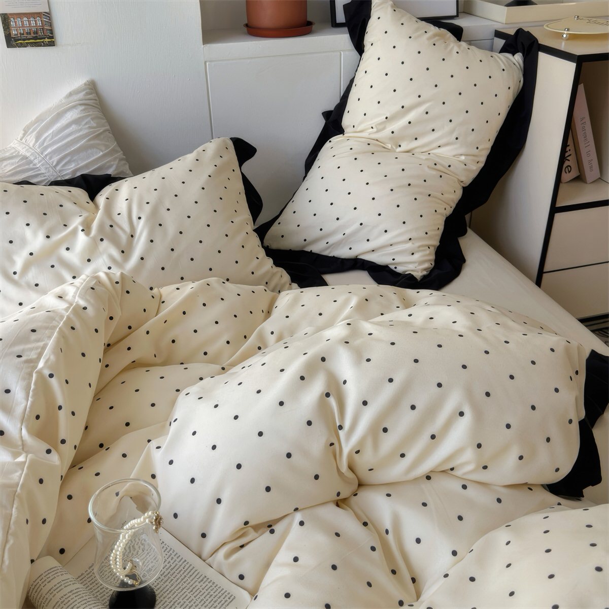 French Polka Dot Bedding Set — Soft-Touch Cotton Duvet & Pillowcases — Lifestyle 2