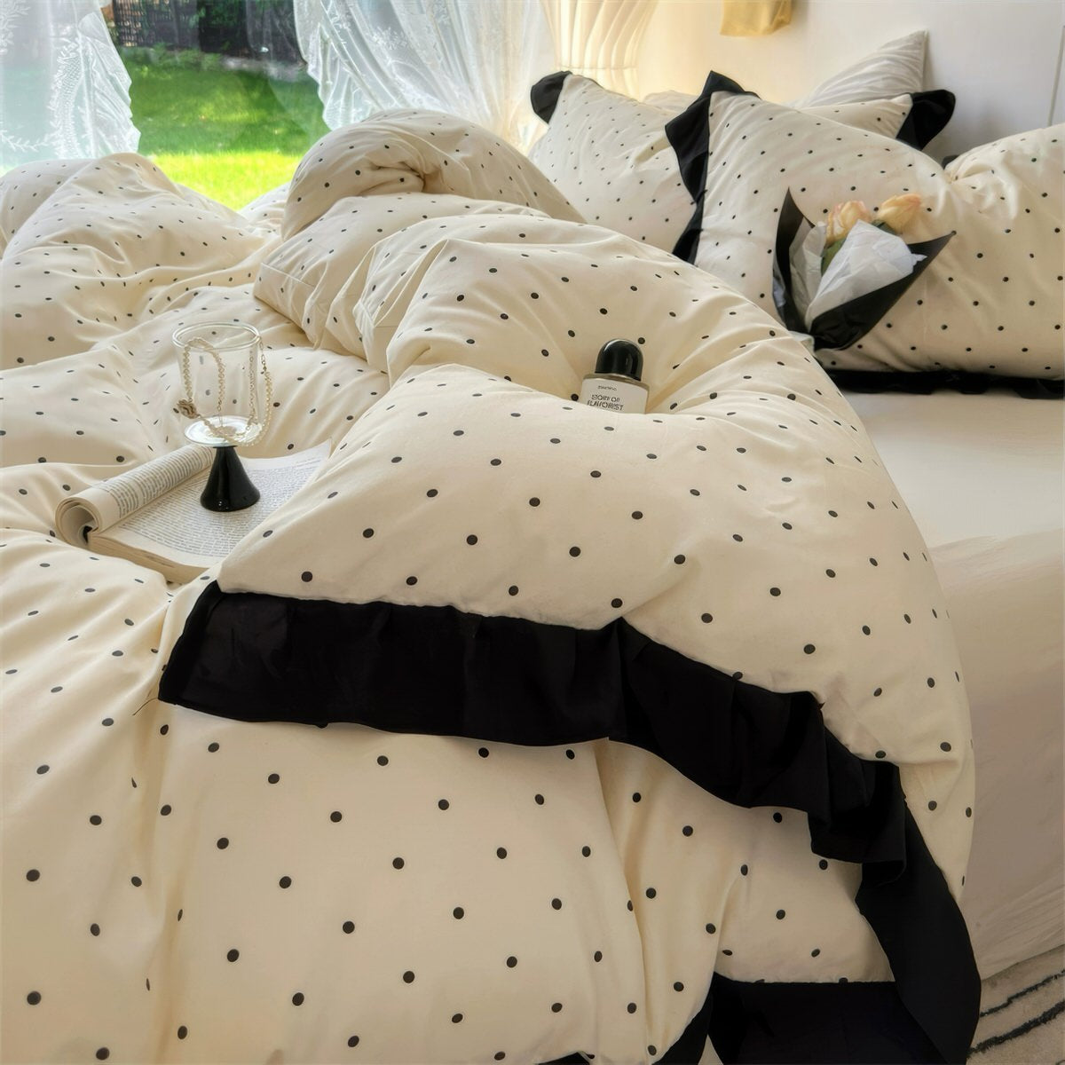 French Polka Dot Bedding Set — Soft-Touch Cotton Duvet & Pillowcases — Lifestyle 1