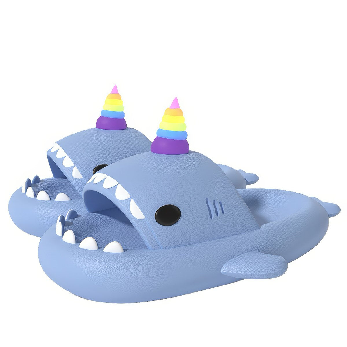 Glow in Dark Shark Slides — Plush Indoor Slip-On for Home Comfort — Front view