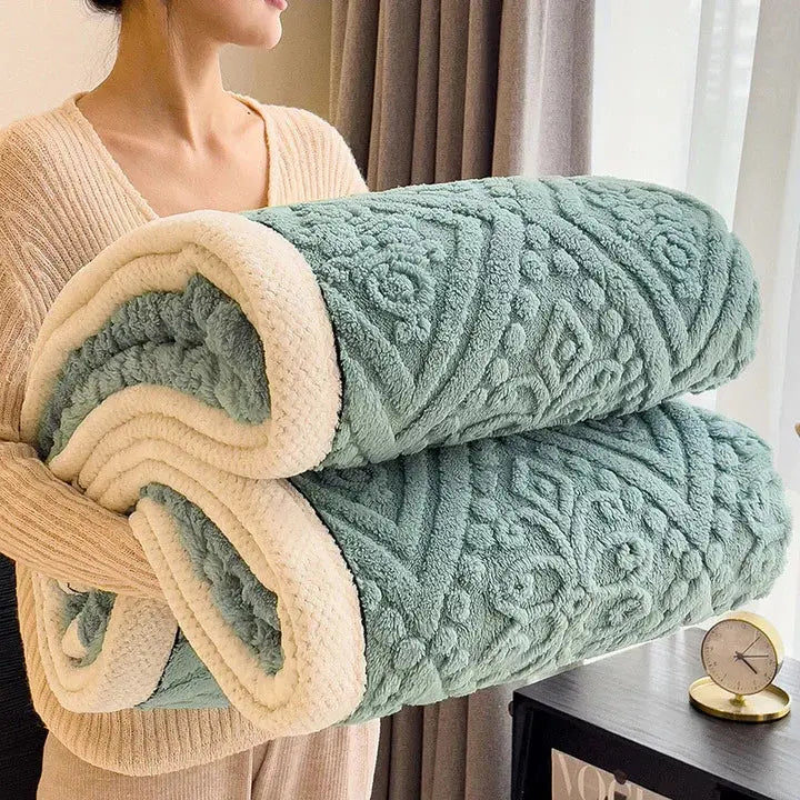 Thickened Double-Sided Breathable Blanket for Comfortable Sleep in Brown, Green, White, or Sky Blue - Multiple Sizes Availabl