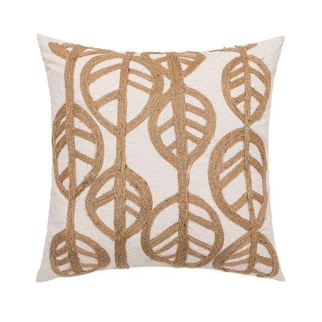 Linen Leaves Embroidery Cushion Covers — Soft Textured Pillow for Bedroom Layering — Lifestyle 5