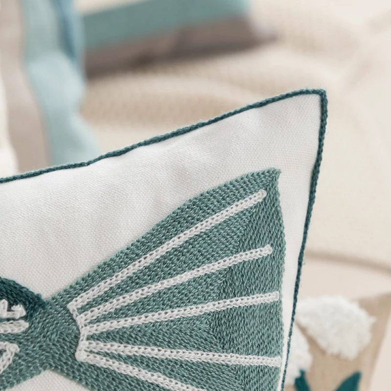 Spring Joy Embroidered Cushion Covers — Soft Textured Pillow for Bedroom Layering — Lifestyle 3