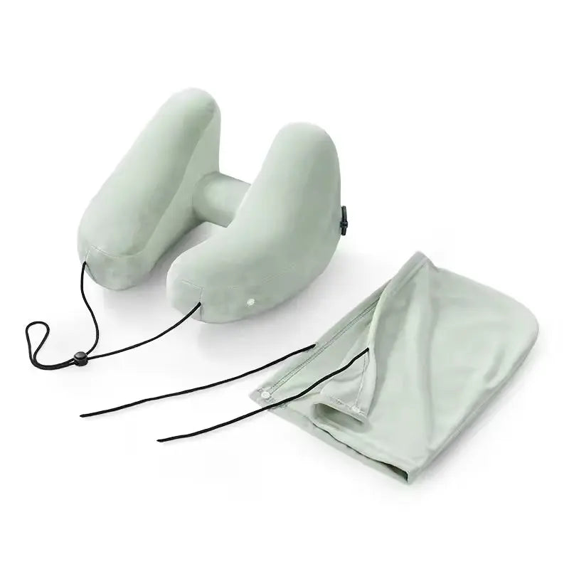 Inflatable H-Type Neck Pillow for Travel Comfort - Available in Blue, Grey, Black, and Pink — Lifestyle 9