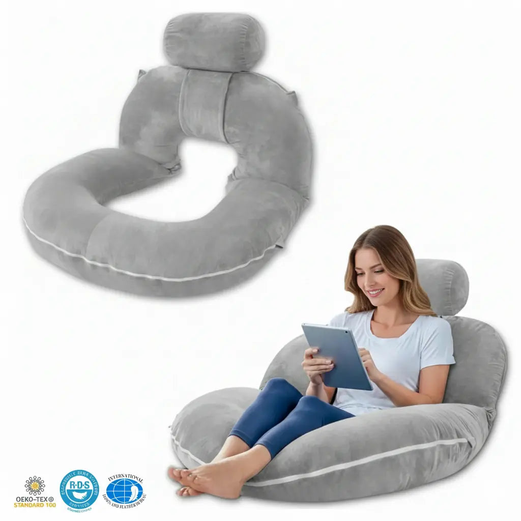 Comfortable Reading Pillow for Relaxation and Support in Grey, Navy Blue, Light Blue, and Dark Purple — Lifestyle 10