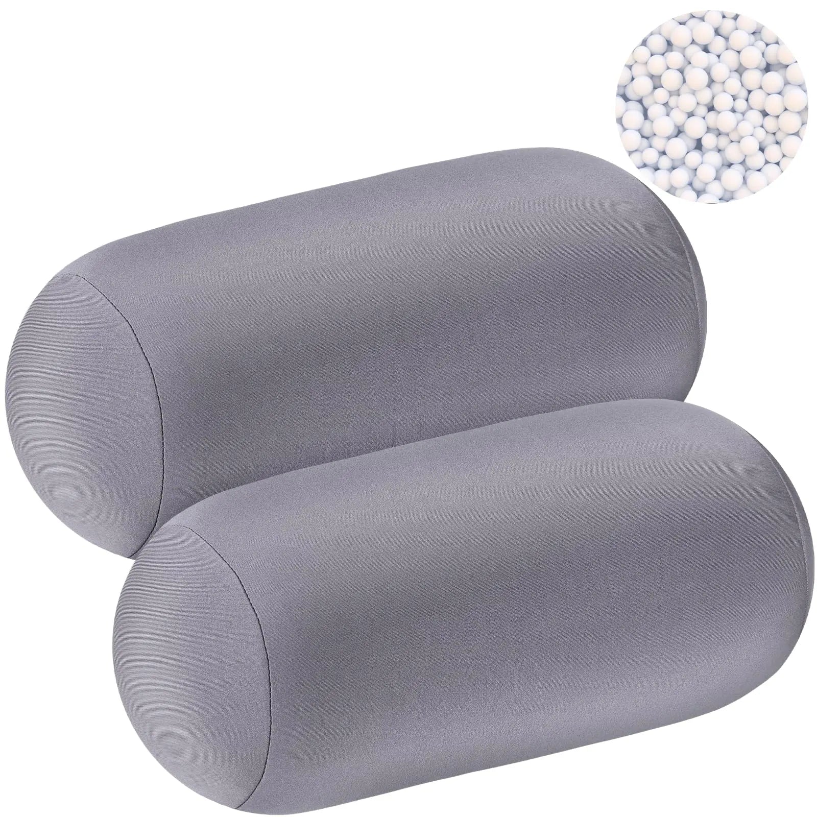 Microbead Soft Roll Pillows Set - Comfortable Sleep Support in Grey, Green, Black, Blue (2 Pack) — Lifestyle 6