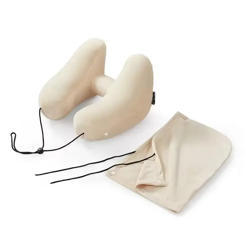 Inflatable H-Type Neck Pillow for Travel Comfort - Available in Blue, Grey, Black, and Pink — Lifestyle 10