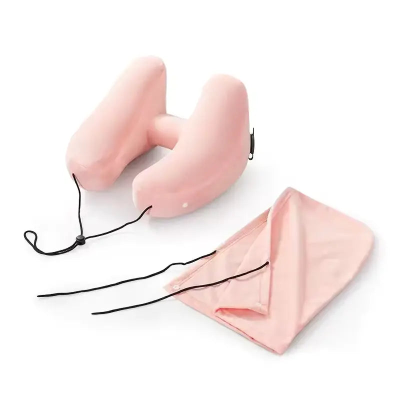 Inflatable H-Type Neck Pillow for Travel Comfort - Available in Blue, Grey, Black, and Pink — Lifestyle 8