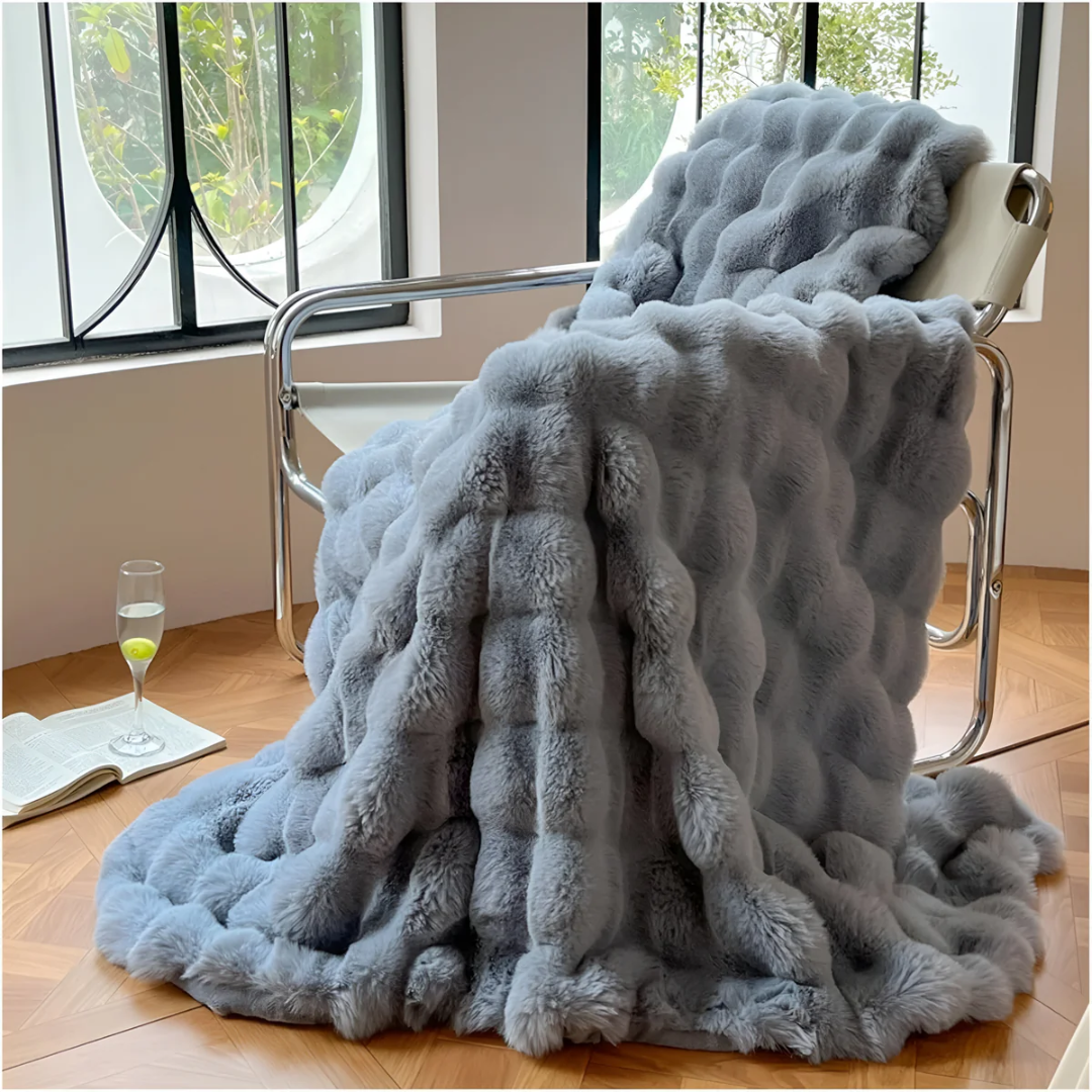 Mila Ribbed Fleece Throw Blanket — Soft Chocolate Warmth — Lifestyle 3