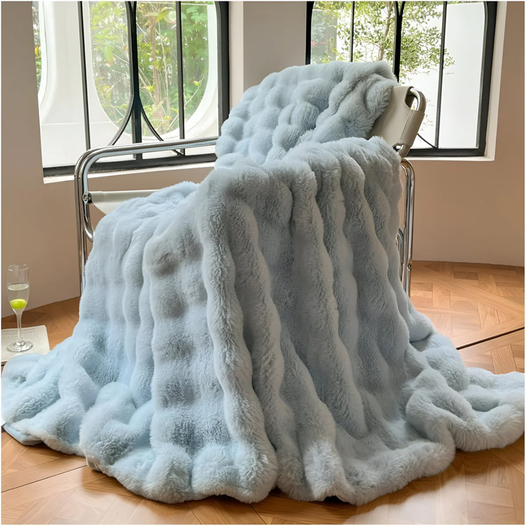 Mila Ribbed Fleece Throw Blanket — Soft Chocolate Warmth — Lifestyle 4